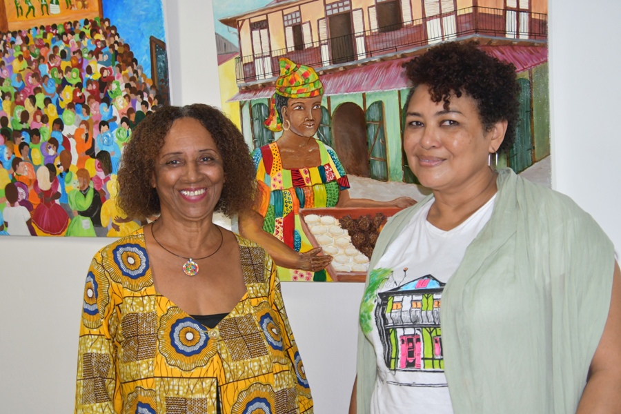 Gersi Reis et Adélie Sabas Ravion à l'exposition Couleurs et Âmes de Guyane 2